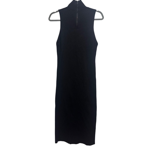 Alice + Olivia Brooklynne Black Ribbed Turtleneck Midi Dress Sleeveless Bodycon - Picture 5 of 13